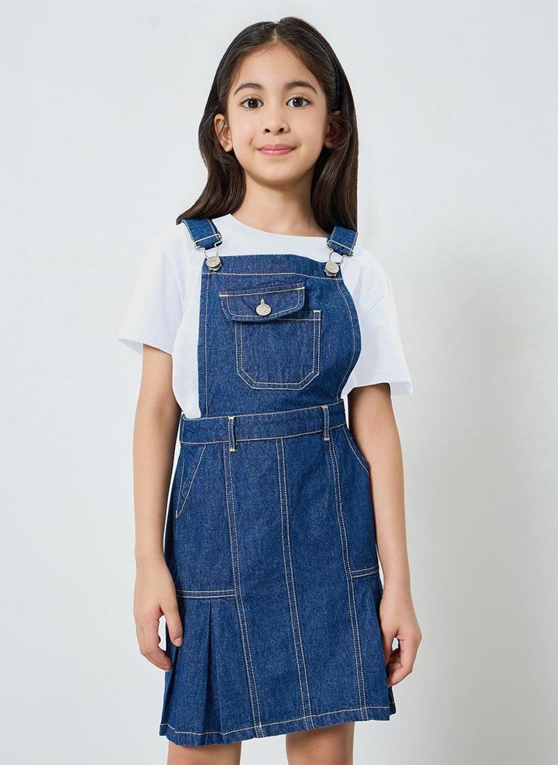 Styli Girls Denim Pinafore Dress - Image 2